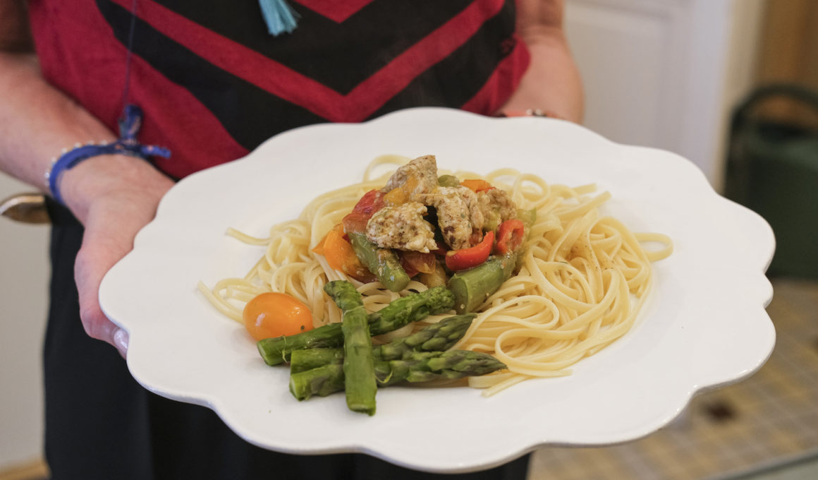 Dinde au sésame et légumes croquants